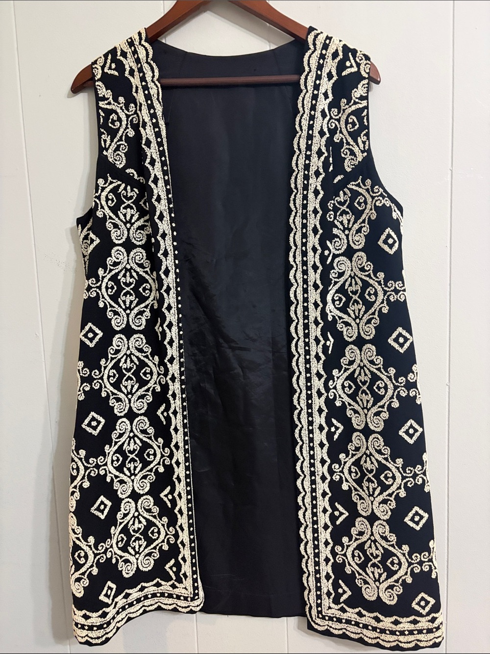 Fully Beaded Cardigan Lined Duster Vest  One Size